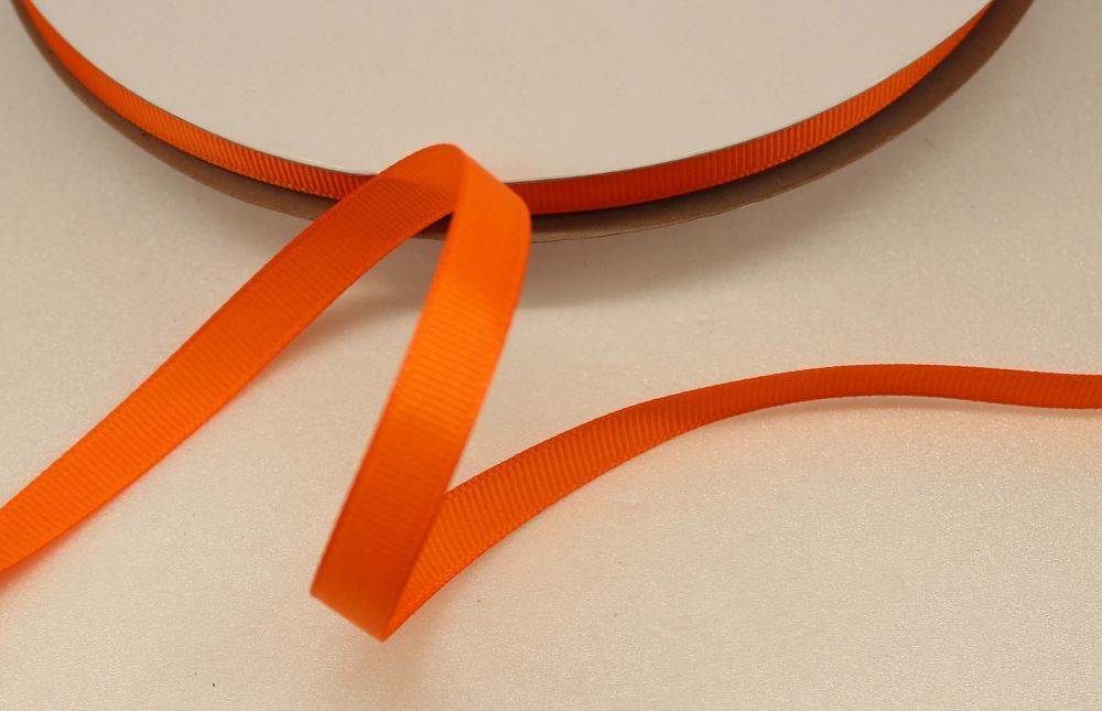Лента репсовая однотонная 09 мм, длина 25 ярдов, цвет: оранжевый