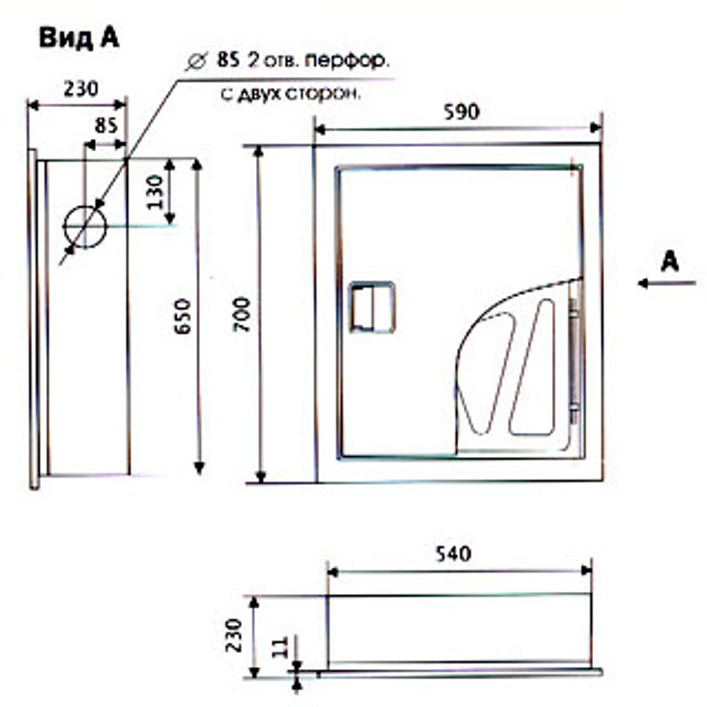 Стекло под ключ шкафа (85-95)