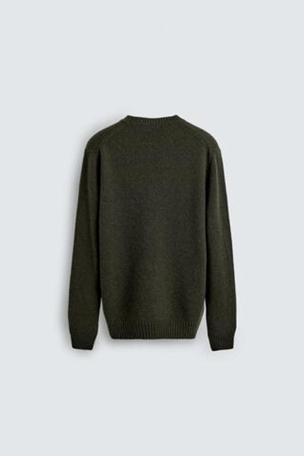 ZARA СВИТЕР КЛАССИЧЕСКОГО КРОЯ ИЗ СМЕСОВОЙ ШЕРСТИ, ХАКИ
