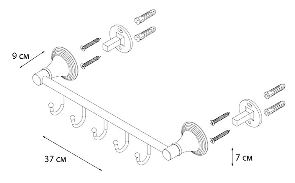 "BEST" Планка 5 крючков FX-71605-5 (к/к 10)