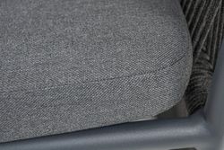 "Романо" стул плетеный из роупа, каркас алюминий темно-серый (RAL7024) муар, роуп темно-серый круглый, ткань темно-серая 027