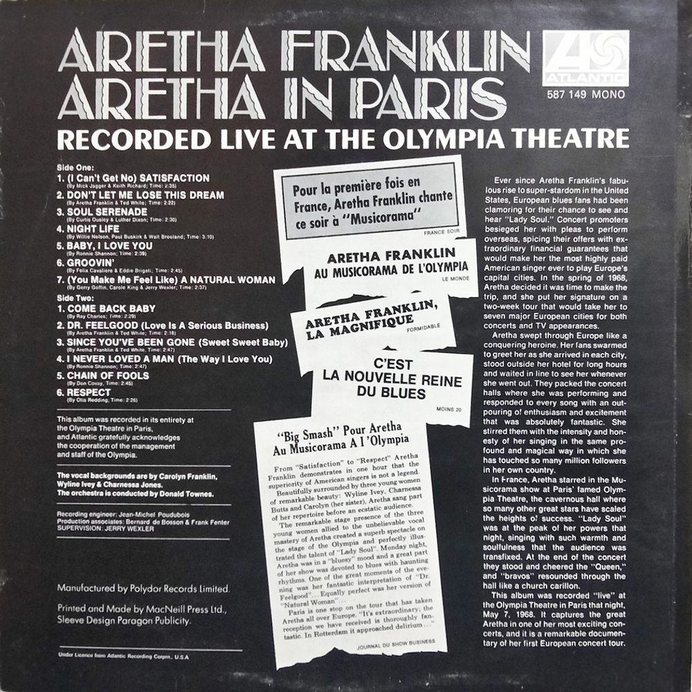 Aretha Franklin / Aretha In Paris (LP)