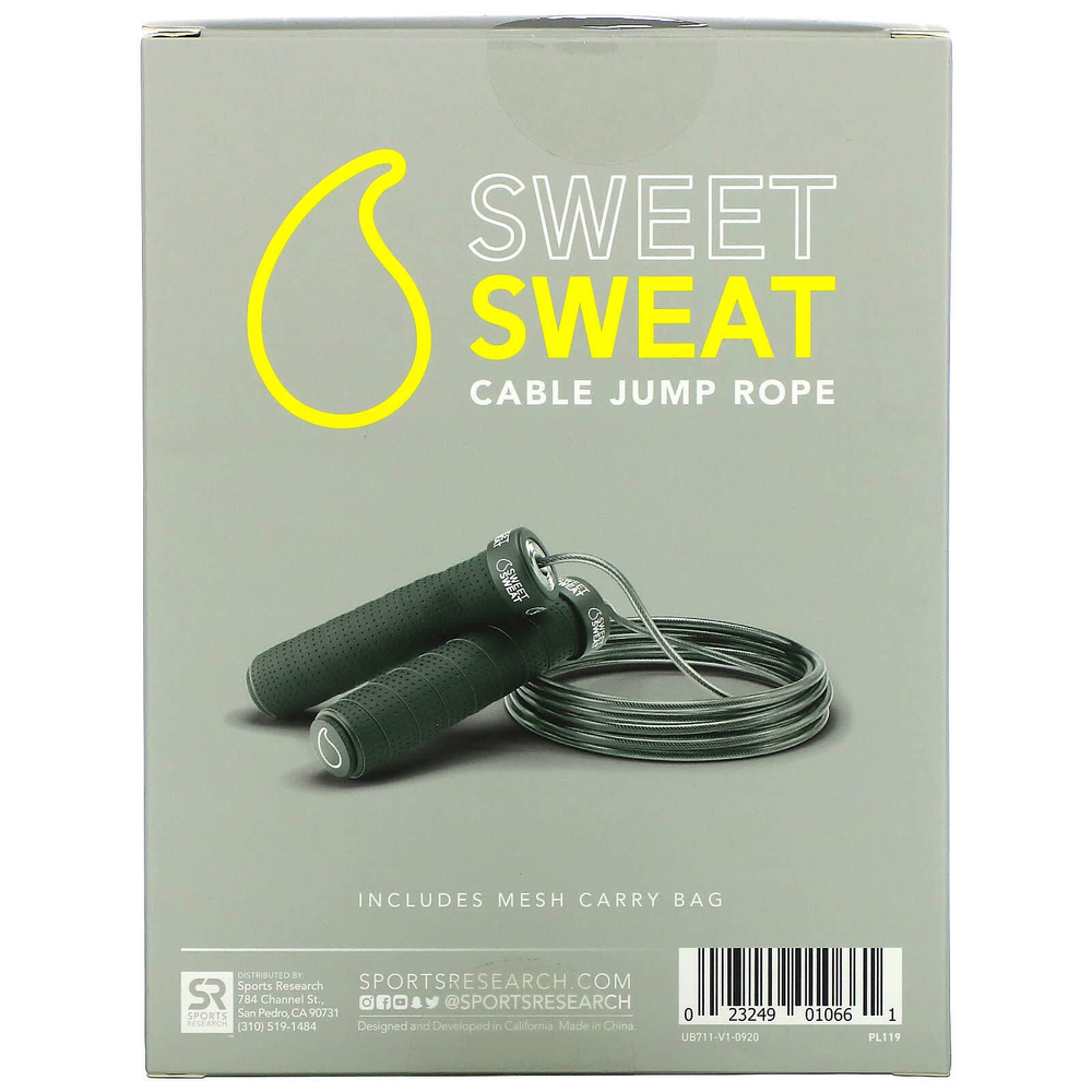 Sports Research, Sweet Sweat, канатная скакалка, черный, 1 скакалка