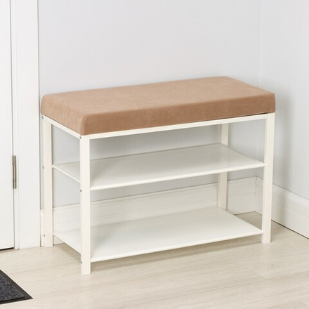 Банкетка "Торонто 23S" (TORONTO 23S banquet&shoes) цвет каркаса белый, цвет сиденья бежевый