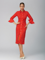 Платье-рубашка, с сборкой в горох