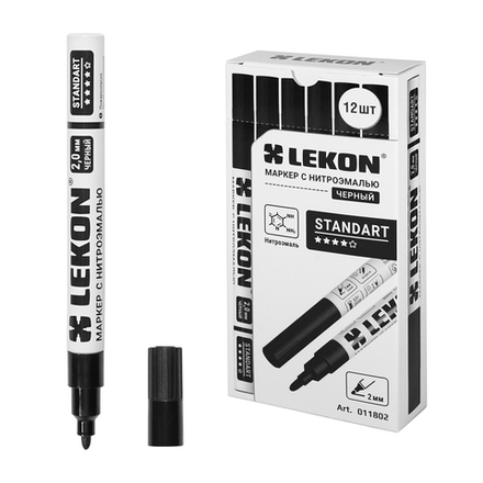 Маркер LEKON Standart с нитроэмалью 2 мм. цвет: черный (1/12ШТ)