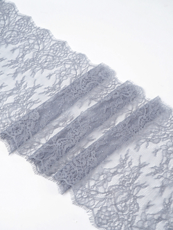 Кружево шантильи серое неэластичное ширина 23 см ОТРЕЗ 2 м