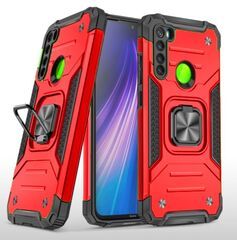 Противоударный чехол для Xiaomi Redmi Note 8 красный с пластиной для магнитного автодержателя и кольцом подставкой