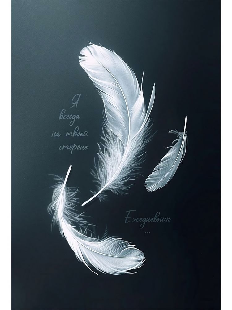 Ежедневник А5 128л. недатир. "Белые пёрышки" 7БЦ, матовая ламинация, выбороч. лак (Проф-Пресс)