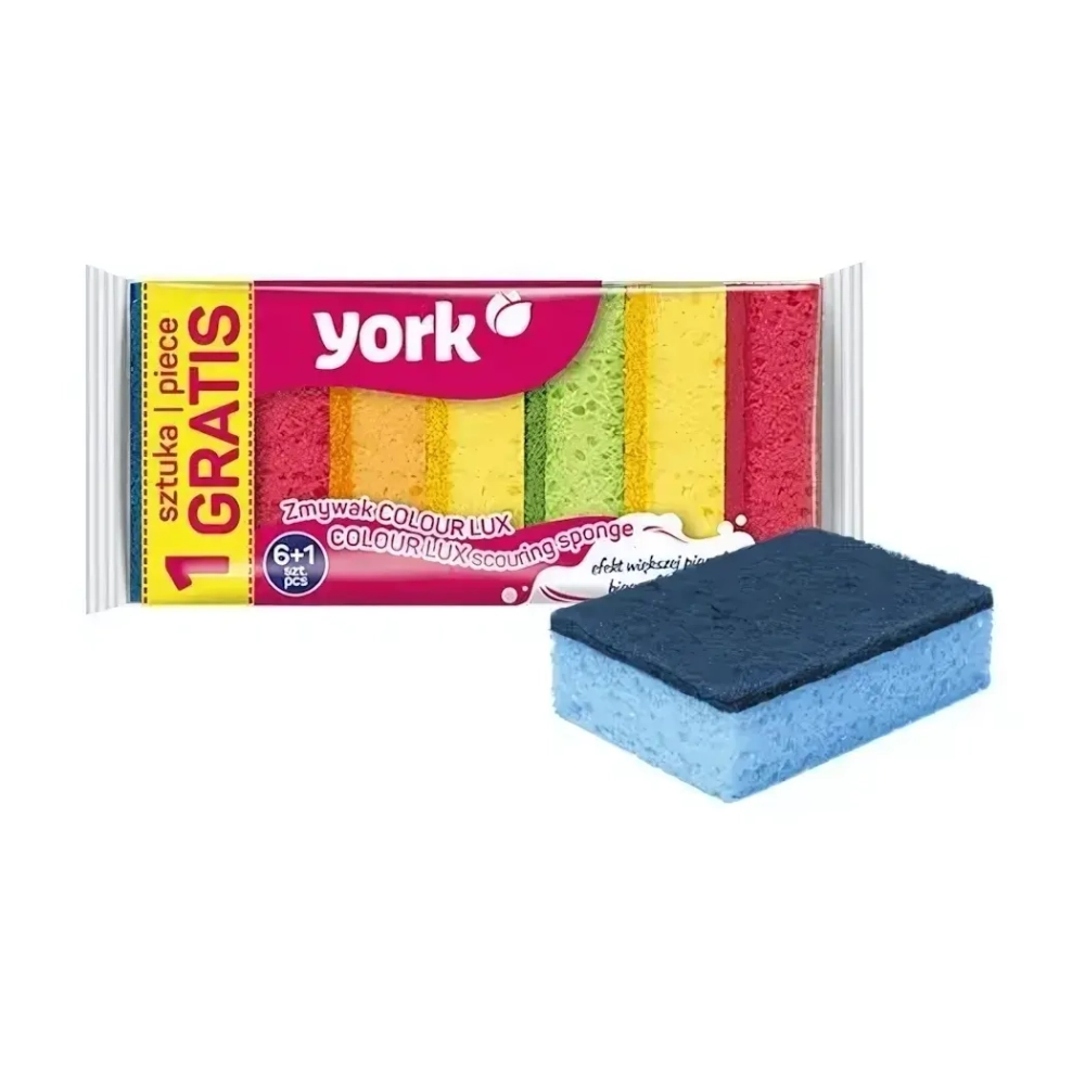 Губки 'YORK' 6+1 шт. КОЛОР ЛЮКС