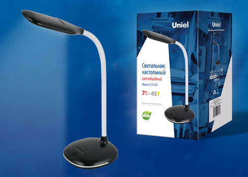 TLD-561 Black/LED/450Lm/4500K Светильник настольный, 7W. Механический выключатель. Черный. ТМ Uniel