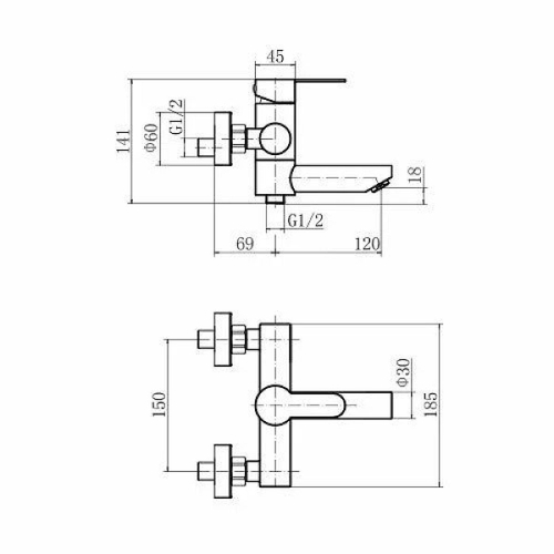 Смеситель для ванны с коротким изливом A53001 A53001