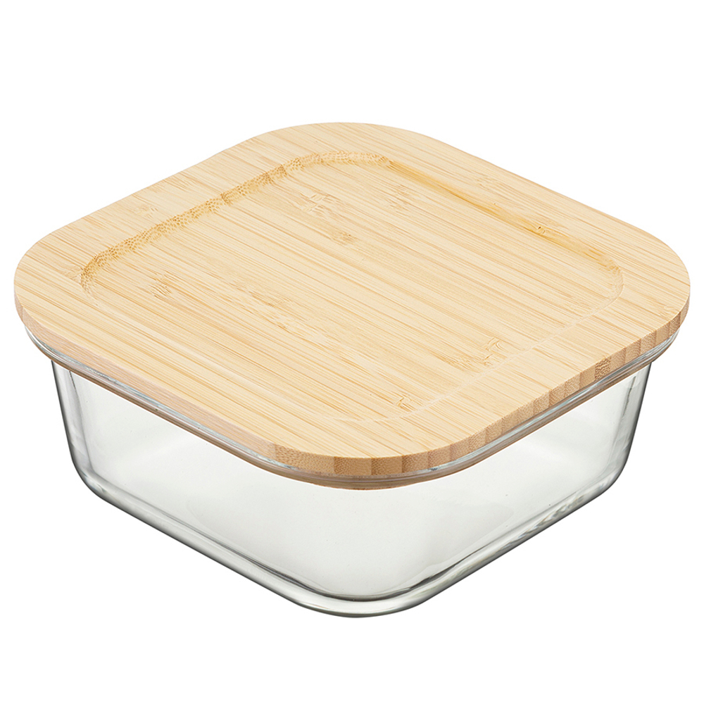 Набор квадратных контейнеров 3шт Smart Solutions с бамбуковыми крышками