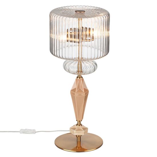 5414/2T MODERN ODL_EX26 античная бронза/терракот/бежевый/металл/керамика Настольная лампа E14 2*40W TERRA