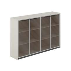 RF.403.PG.CHBZ / Шкаф средний с дверьми со стеклом в алюминиевой раме (2 шт), 1840х410х1226 / корпус: жемчужно-серый, фасады: стекло