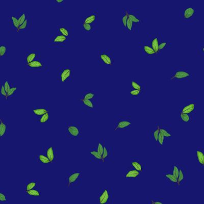 Листья на синем. В тон основному узору Сочный гранат.