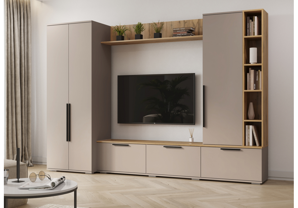 Готовая гостиная Woodville Филеста кашемир, дуб вотан комплектация 1