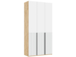 Шкаф для одежды распашной с полками и штангой 3 створки Браш Вайт/Дуб Крафт 120х 51х 240 см