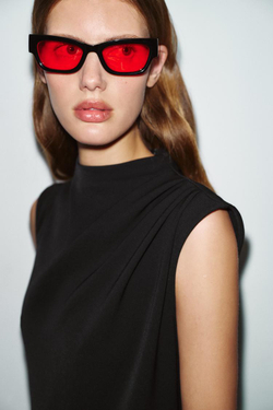 ZARA ПЛАТЬЕ МИДИ АСИММЕТРИЧНОГО КРОЯ, ЧЕРНЫЙ