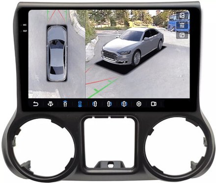 Магнитола для Jeep Wrangler 3 2010-2014 - FarCar BX3295M-360 монитор 10.36" 2K QLED на Android 13, 6Гб+128Гб, CarPlay, 4G SIM-слот, 4 камеры в комплекте