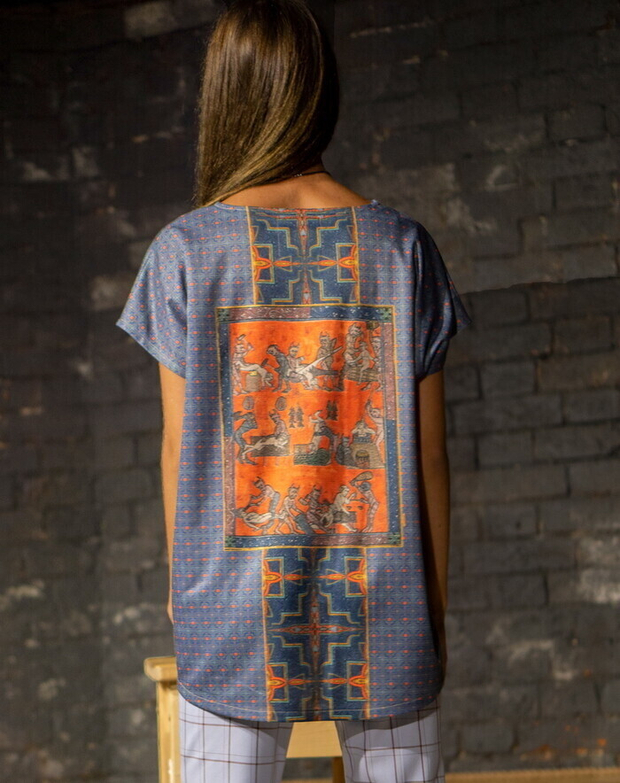 Футболка "Средневековье", по мотивам рисунков Рая и Ада из средневекового манускрипта 14 века