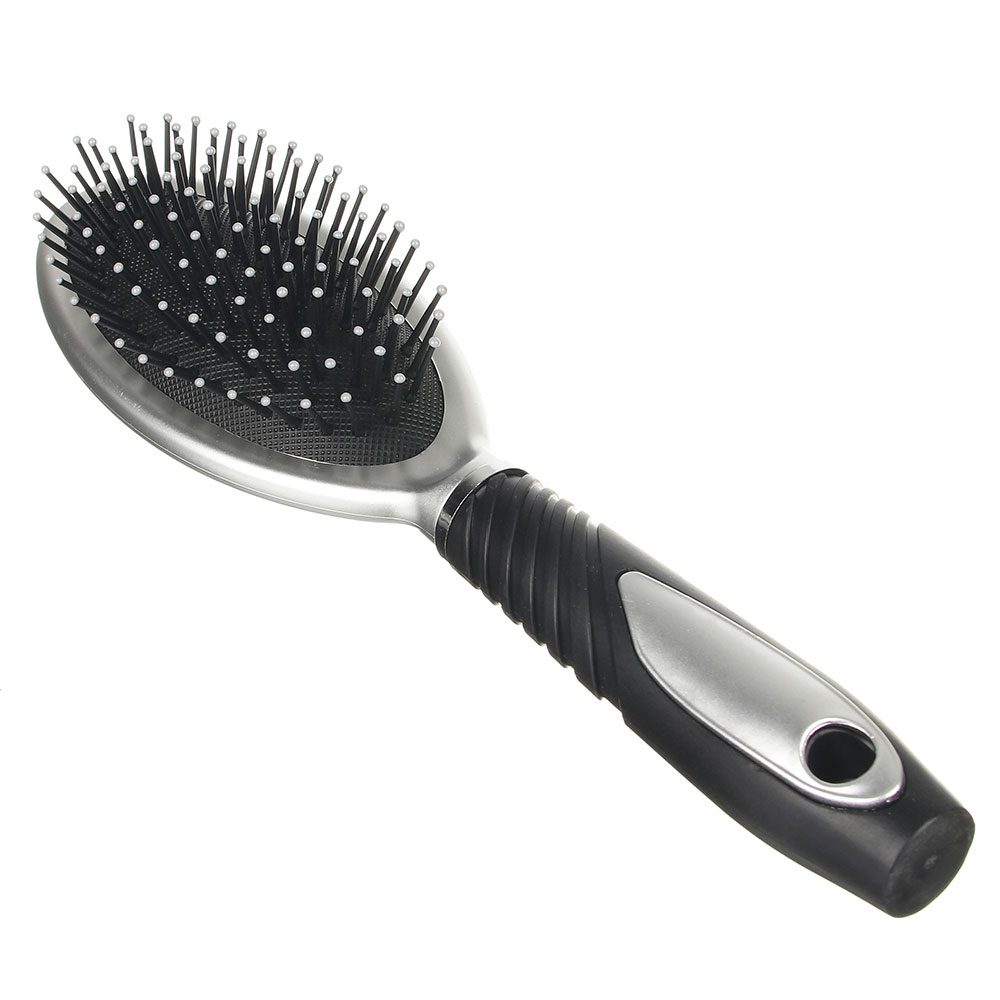 Расческа массажная Классика, пластик, 24х6см, черно-серая