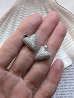 Подвеска сердце с фианитами объемное, 16*13мм