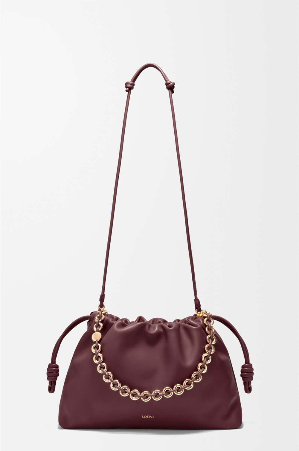 Loewe Большая сумка Flamenco из мягкой кожи ягненка наппа, бургунди
