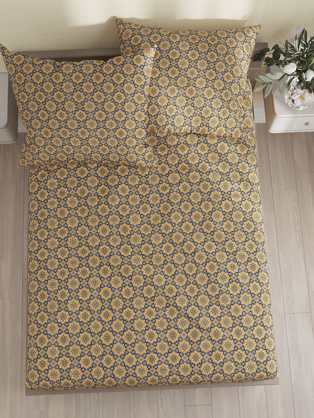 Постельное белье Сказка "Султан" евро  наволочки 50х70 2шт Простынь на резинке 180х200 см Пододеяльник 200х215 см перкаль