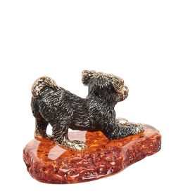 AM-1748 Фигурка «Бельгийский гриффон» (латунь, янтарь)