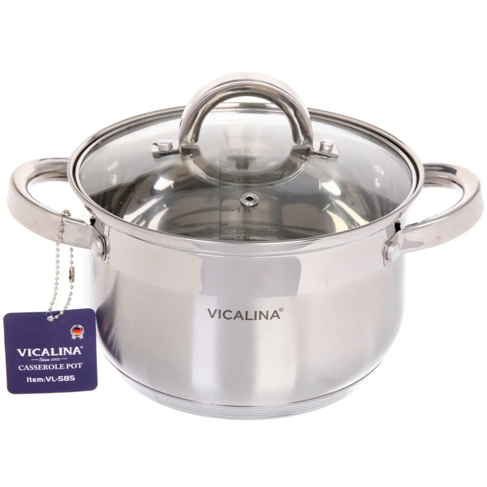 Набор посуды из нержавеющей стали VICALINA 4 предмета (4 кастрюли 1,9л, 2,7л, 3,6л, 6,0л) VL-585