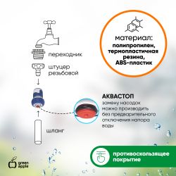 Коннектор GREEN APPLE GWHC20-060 для шланга с аквастопом 3/4м 19 мм | GREEN APPLE