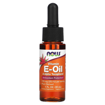 Витамин Е NOW Foods, масло с витамином E, антиоксидантная защита, 30 мл (1 жидк. унция)