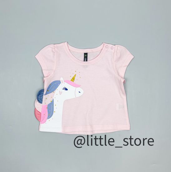 Футболка "Единороги в цветах" хлопковая, Нежно-розовая