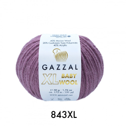 Пряжа Baby Wool XL 50 г, 100м, 40%акрил, 40%шерсть мериноса, 20%кашемир, 40%акрил (цена за 1 шт)
