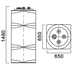 Емкость прямоугольная вертикальная для дизельного топлива со сливом Анион 500 л. вертикальная (650x650x1480см;синий) - арт.559435
