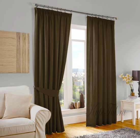 Kadife (коричневый). Шторы из стриженного бархата
