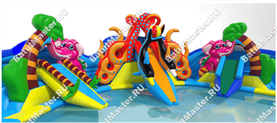 Надувной наземный аквапарк «Аквасфера» с бассейном, 20x18.5x7 м.