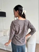 Блузка нарядная трикотажная офисная рукав 3 4