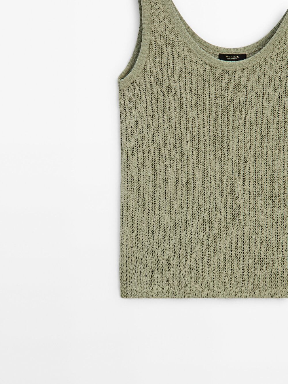 Massimo Dutti Топ с горловиной в рубчик и бретелями, зеленый