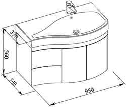 Тумба с раковиной Aquanet Сопрано 95 R белый (2 дверцы 2 ящика)