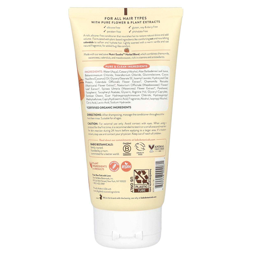 Babo Botanicals, увлажняющий кондиционер, для всех типов волос, овес и календула, 180 мл (6 жидк. унций)