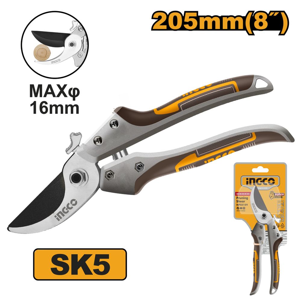Секатор садовый INGCO HPS0308 INDUSTRIAL 205 мм
