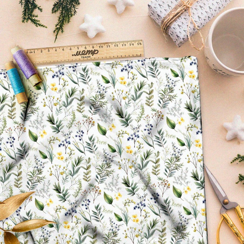 Ткань премиум интерлок луговое разнотравие