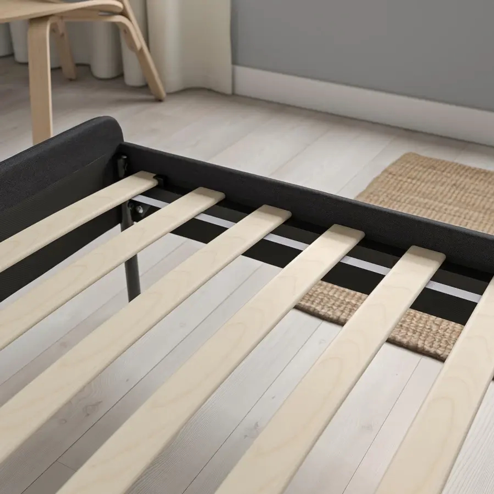 Каркас кровати - SLATTUM IKEA/  СЛАТТУМ  ИКЕА,  206х164 см, черный