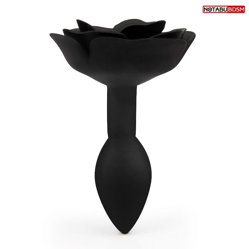 Черная гладкая анальная втулка-роза (Цвет: черный)