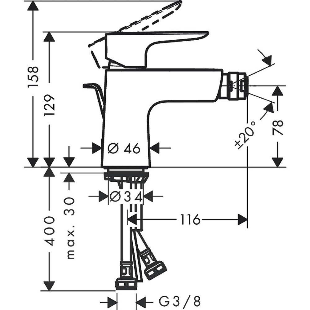 Смеситель для биде Hansgrohe Talis E 71720000 хром