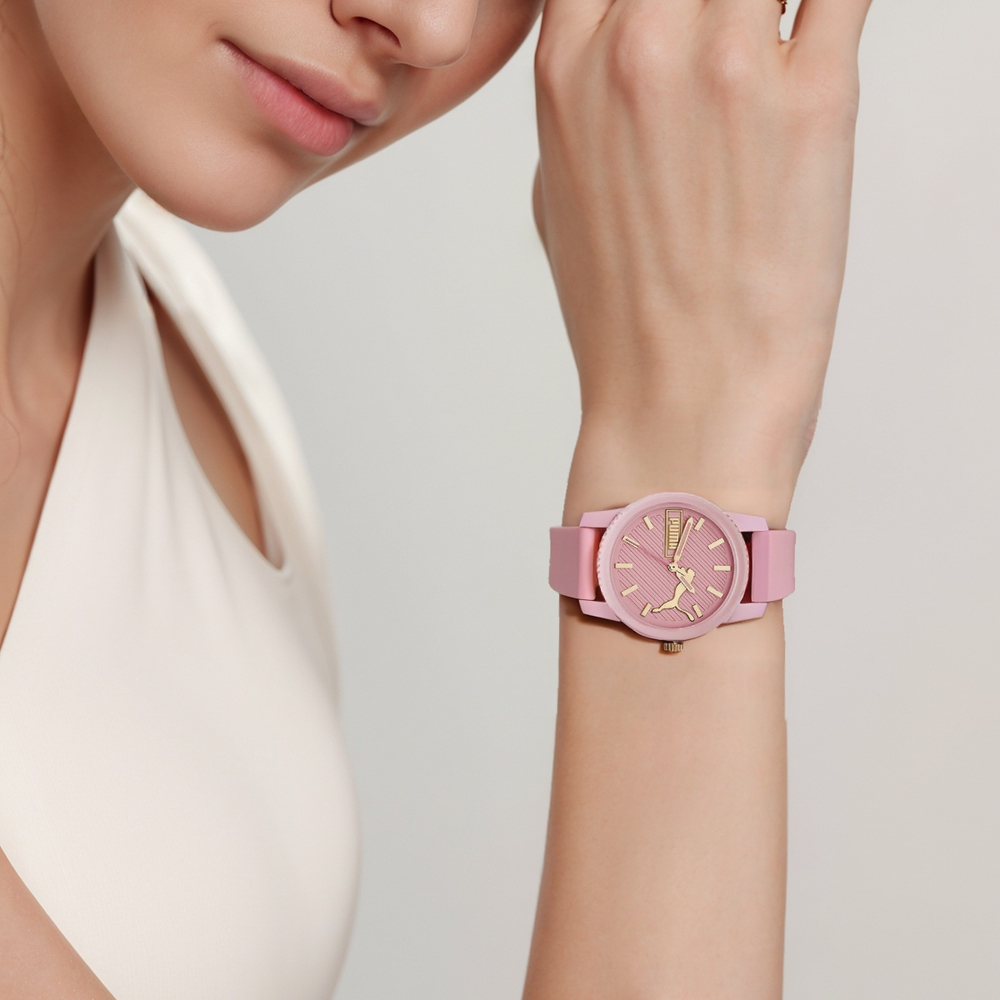 PUMA Ultrafresh Series Wrist Watch Quartz Movement Silicone Strap 34mm Pink Watch Dial Women"s Watch