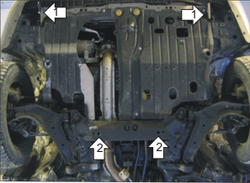 Защита картера Двигателя, КПП. 2 мм, Сталь. для Nissan Primera 2002-2009 MOTODOR.01406