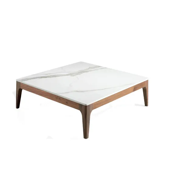 Журнальный столик Angel Cerda 2042 100х100 см, керамика, шпон ореха